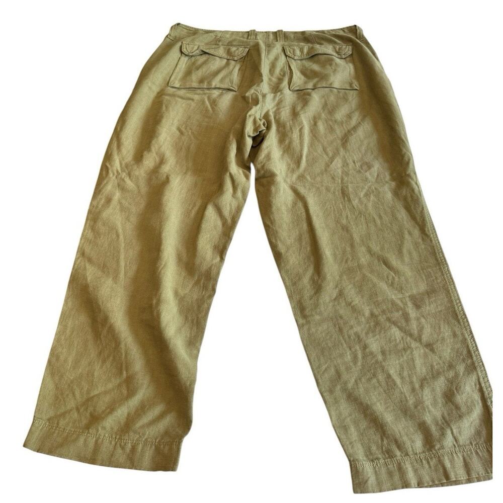 J.Crew Tan Linen-Tencel High Rise Wide Leg Cargo Pants 14 Coastal Quiet Luxury - Picture 3 of 14